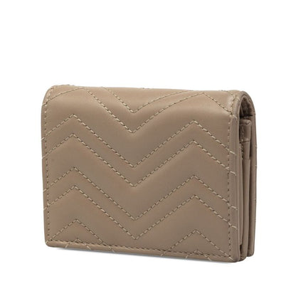 Gucci GG Marmont Bifold Wallet Compact Double G Greige Leather — view 2