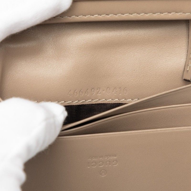 Gucci GG Marmont Bifold Wallet Compact Double G Greige Leather — view 7