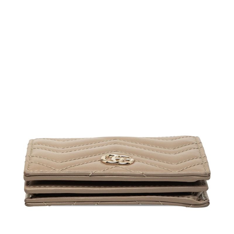 Gucci GG Marmont Bifold Wallet Compact Double G Greige Leather — view 3