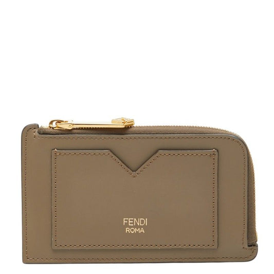 Fendi Peekaboo Selleria Card Case Brown Leather