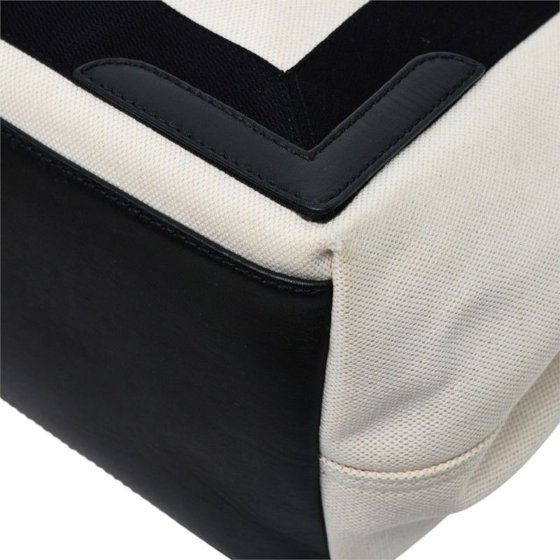 Balenciaga Navy Cabas Tote Bag Ivory Black Canvas Leather — view 6