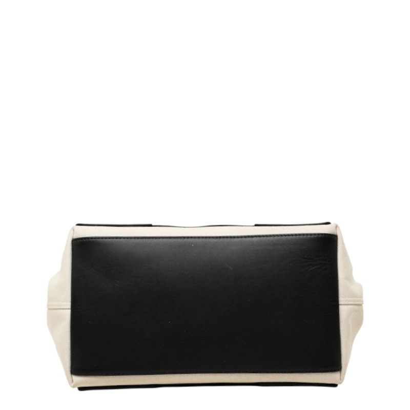 Balenciaga Navy Cabas Tote Bag Ivory Black Canvas Leather — view 3