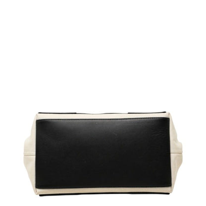 Balenciaga Navy Cabas Tote Bag Ivory Black Canvas Leather — view 3