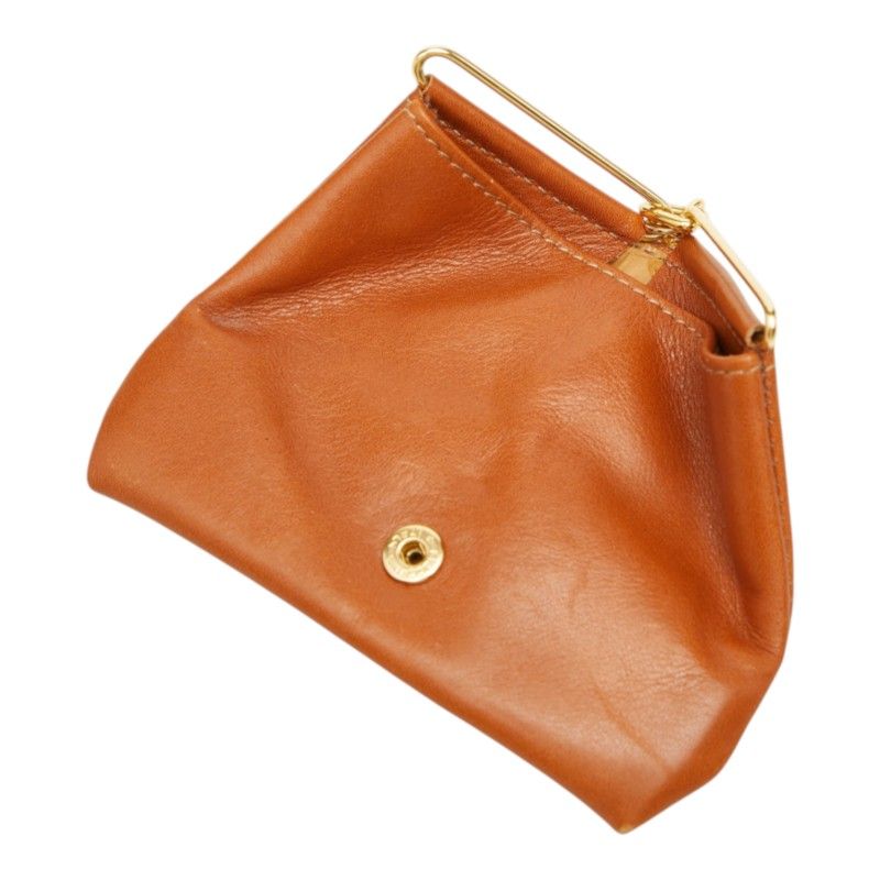 Celine Vintage Coin Purse Triangle Brown Gold Leather — view 7