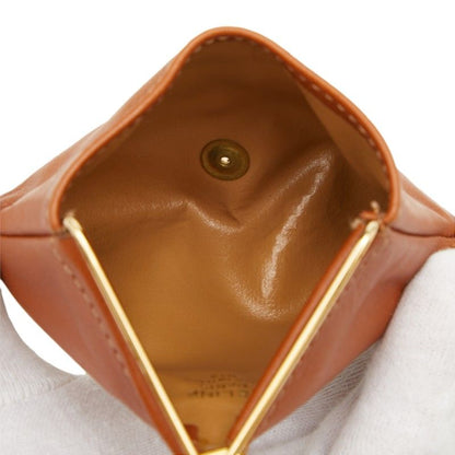 Celine Vintage Coin Purse Triangle Brown Gold Leather — view 6