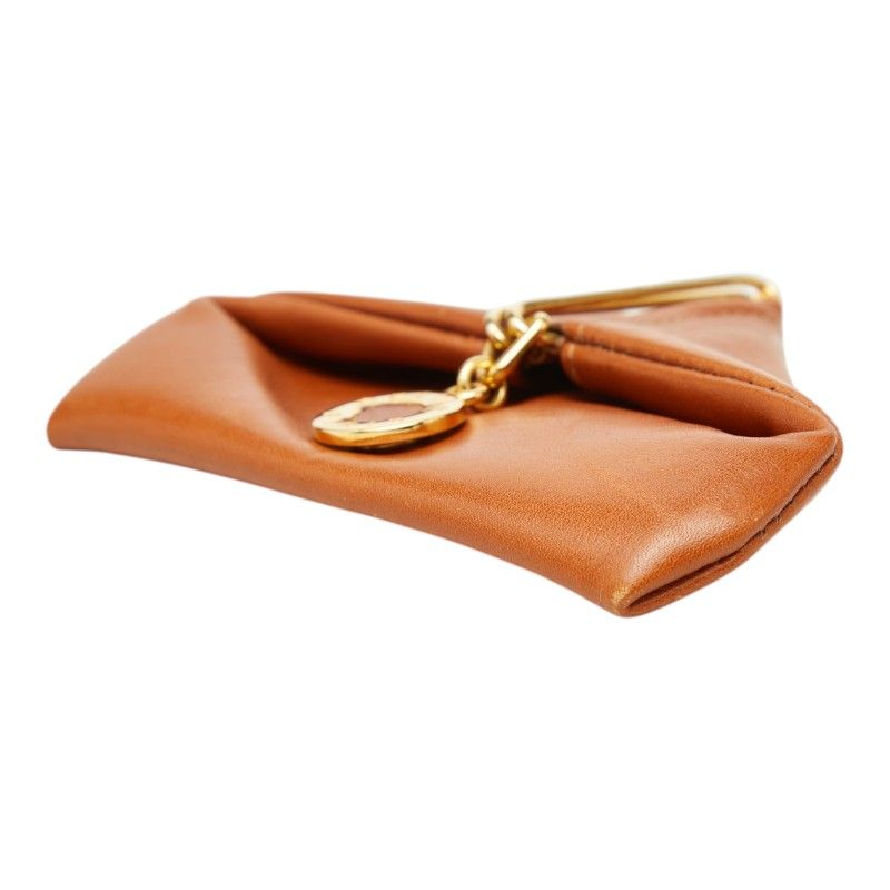 Celine Vintage Coin Purse Triangle Brown Gold Leather — view 4