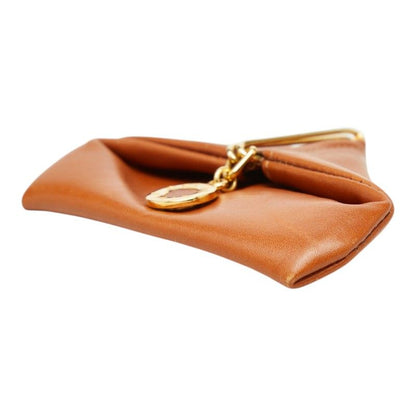Celine Vintage Coin Purse Triangle Brown Gold Leather — view 4