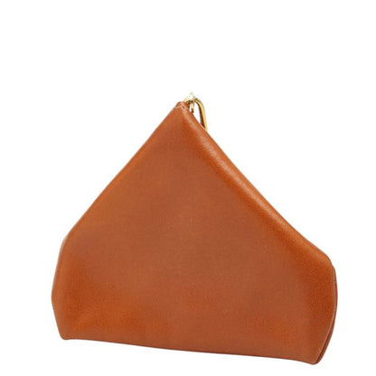 Celine Vintage Coin Purse Triangle Brown Gold Leather — view 2