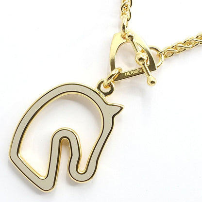 Hermes Necklace Tonnerle PM Brown Glace Yellow Gold 47 Enamel Metal — view 2