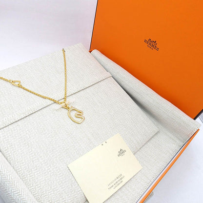 Hermes Necklace Tonnerle PM Brown Glace Yellow Gold 47 Enamel Metal — view 8