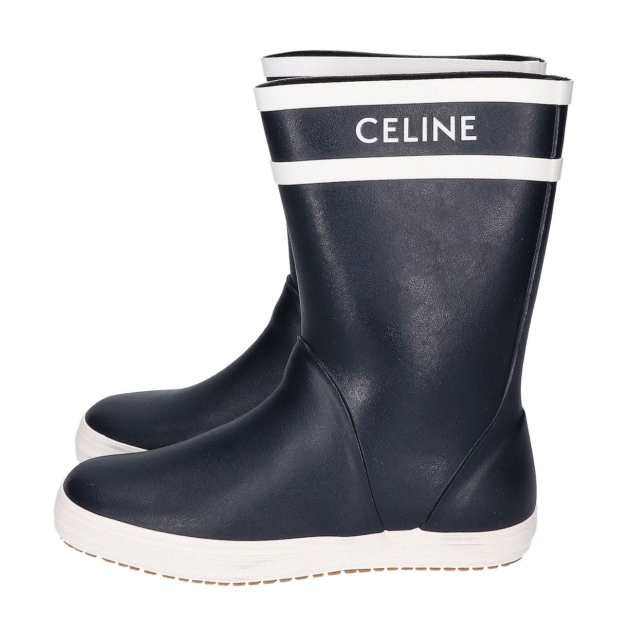 Celine Black Logo Rubber Rain Boots — view 2