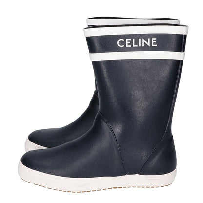 Celine Black Logo Rubber Rain Boots — view 2