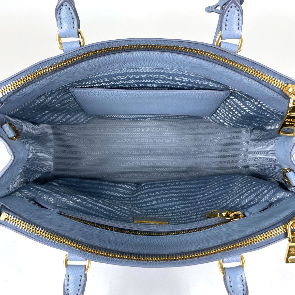 Prada Handbag Galleria 2-Way Saffiano Leather Light Blue — view 7
