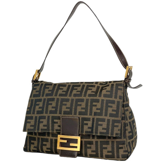 Fendi Shoulder Bag Zucca Pattern Mamma Baguette Canvas Brown
