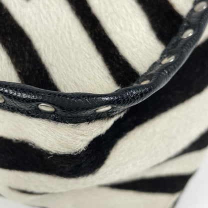 Celine Handbag Boogie Bag Calf Hair White Black — view 3