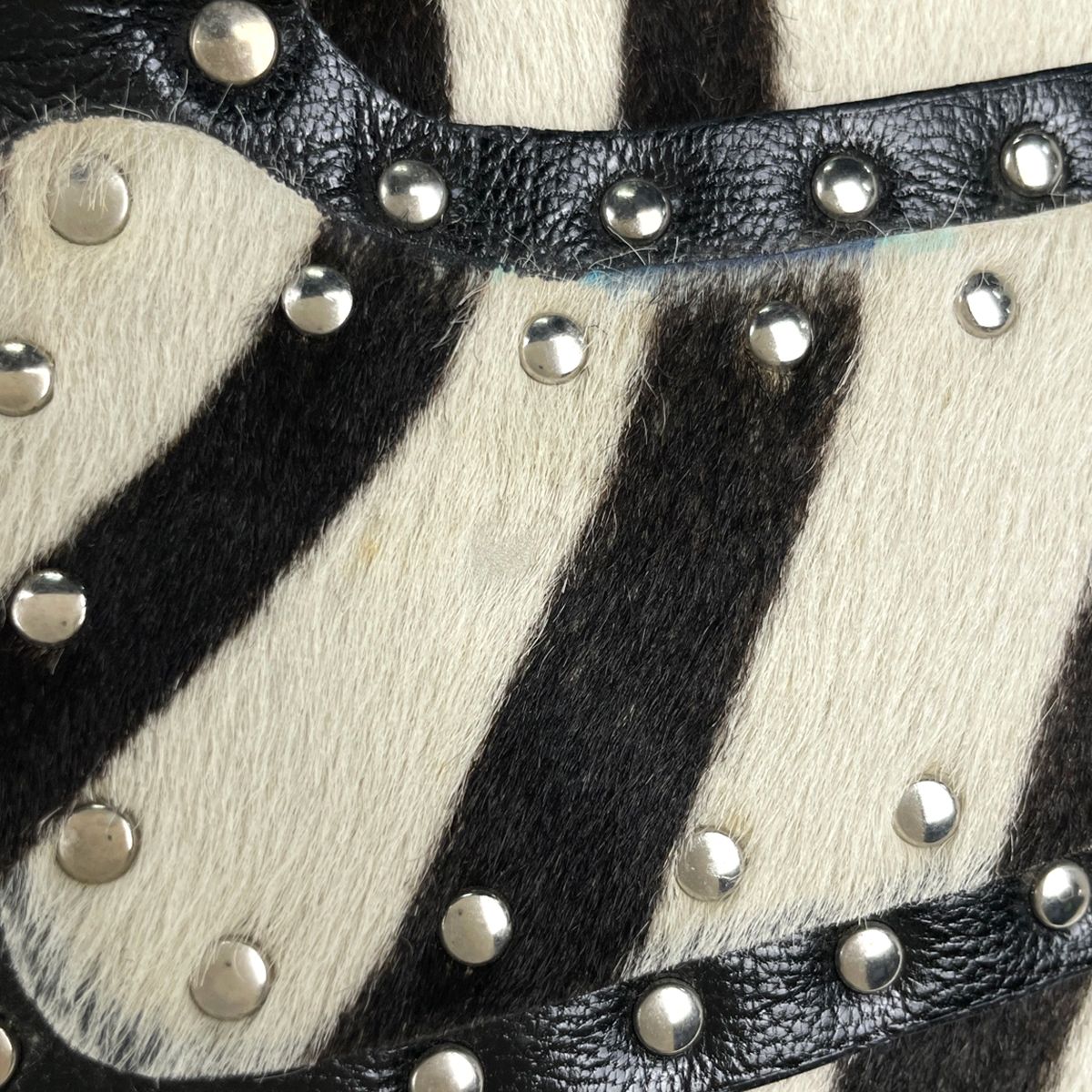 Celine Handbag Boogie Bag Calf Hair White Black — view 5