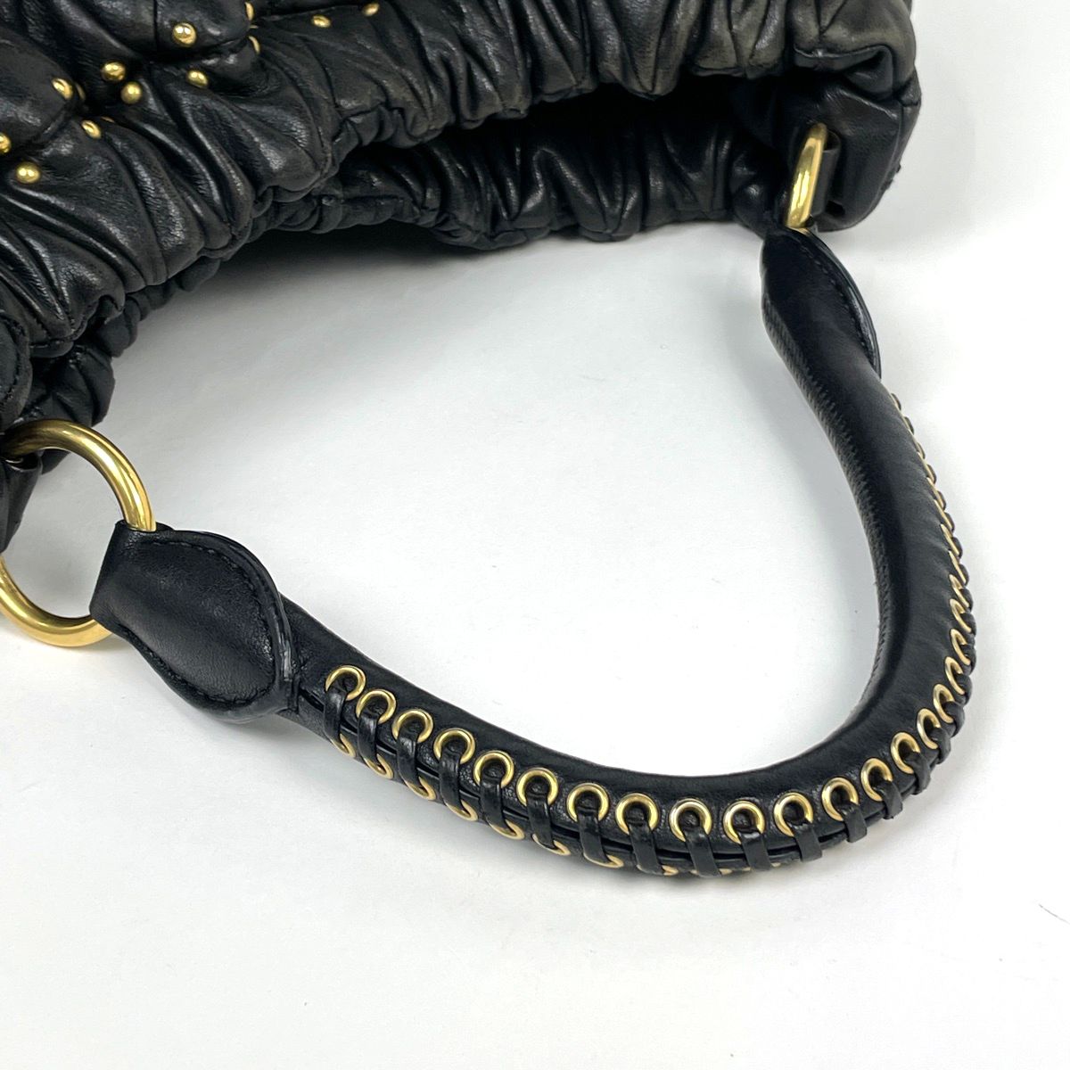 Miu Miu Shoulder Bag Studs Leather Black — view 5
