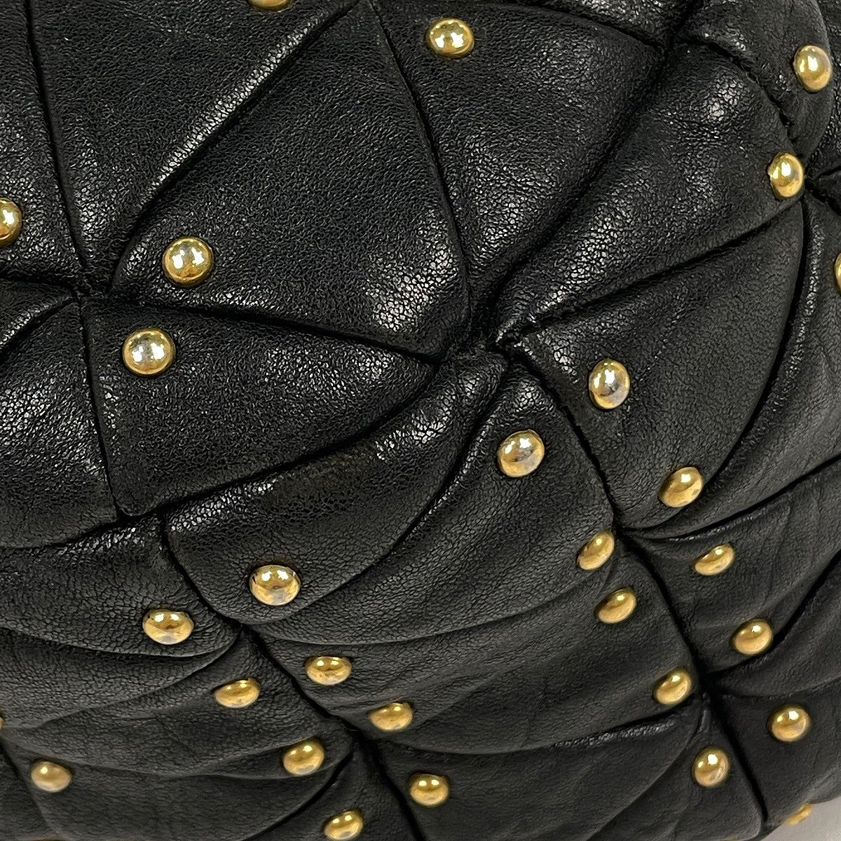 Miu Miu Shoulder Bag Studs Leather Black — view 3