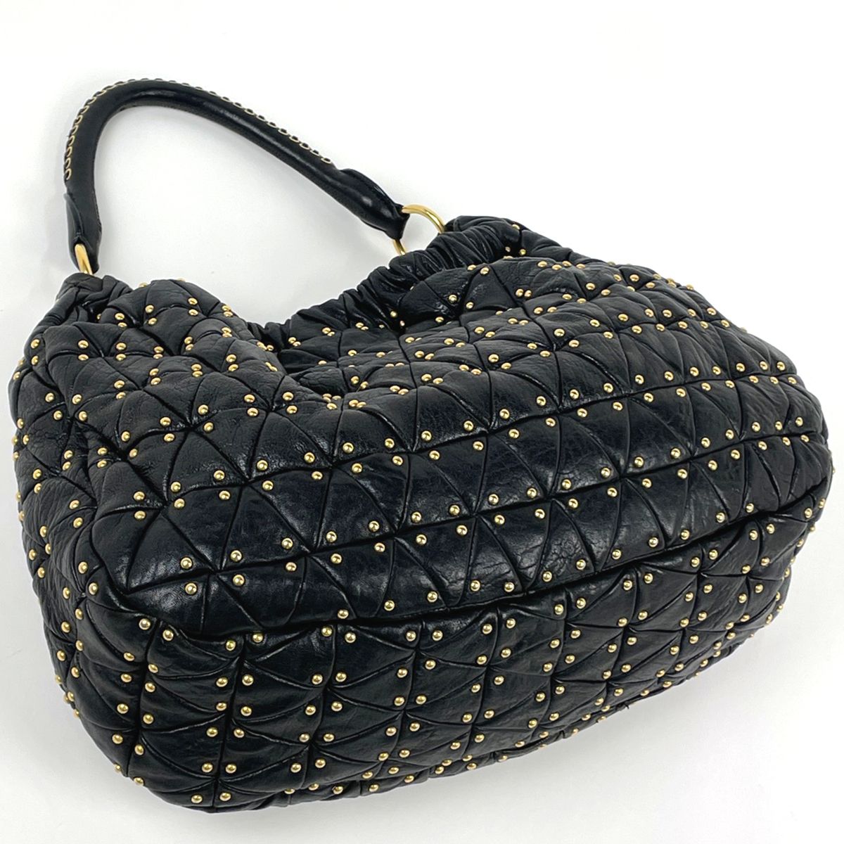 Miu Miu Shoulder Bag Studs Leather Black — view 2