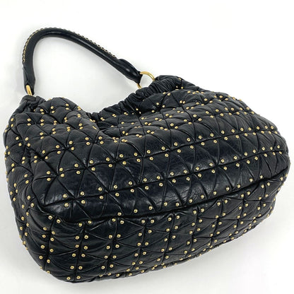Miu Miu Shoulder Bag Studs Leather Black — view 2