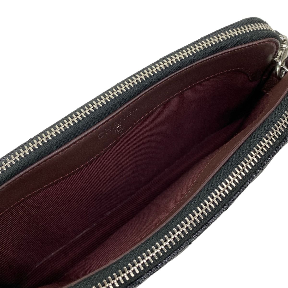 Chanel Wallet V-stitch Black Chain Silver Shoulder Bag — view 3