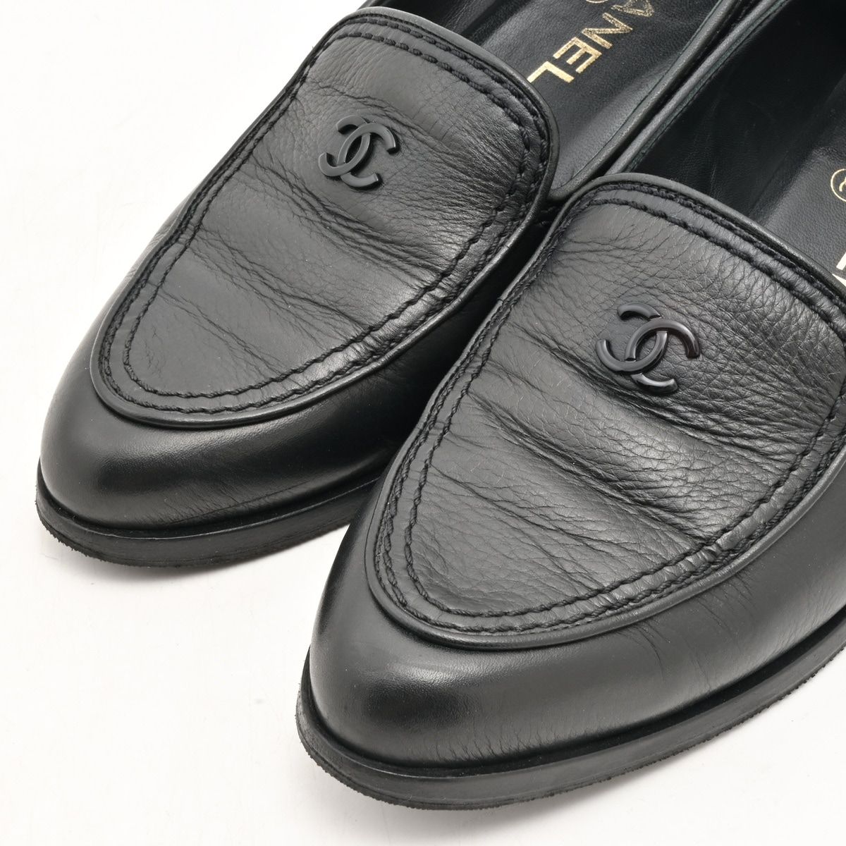Chanel Loafers Black CC Logo Leather — view 7
