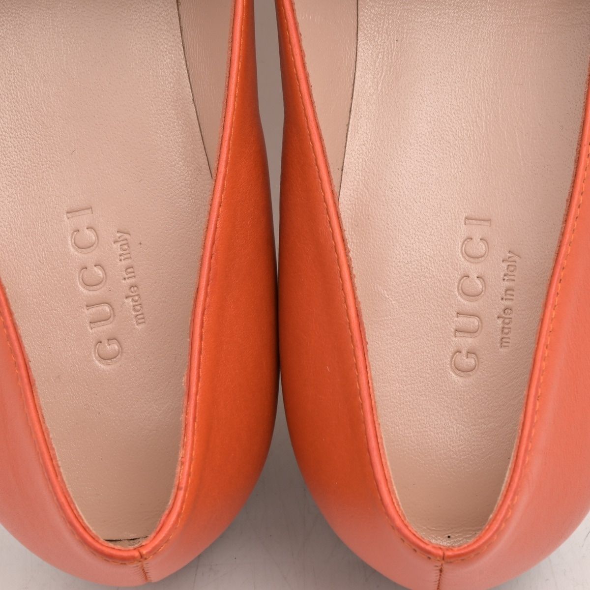 Gucci Loafers Orange Gold Horsebit Leather — view 5