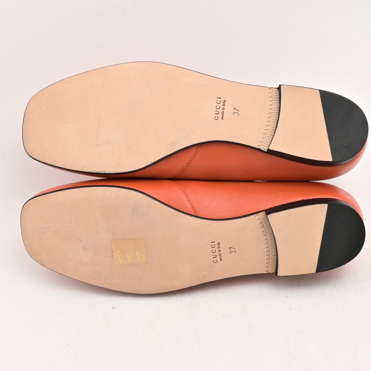 Gucci Loafers Orange Gold Horsebit Leather — view 4