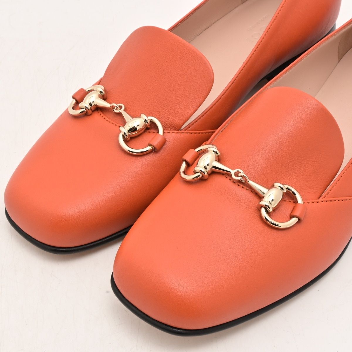 Gucci Loafers Orange Gold Horsebit Leather — view 7