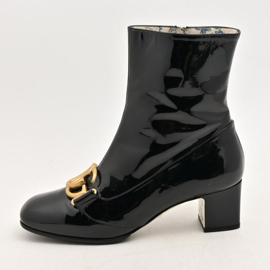 Gucci Short Boots GG Marmont Black Leather