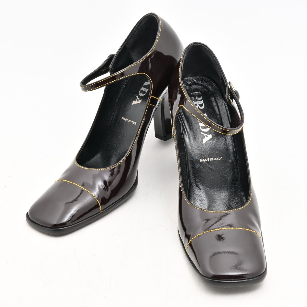 Prada Pumps Dark Brown Leather Heels — view 2