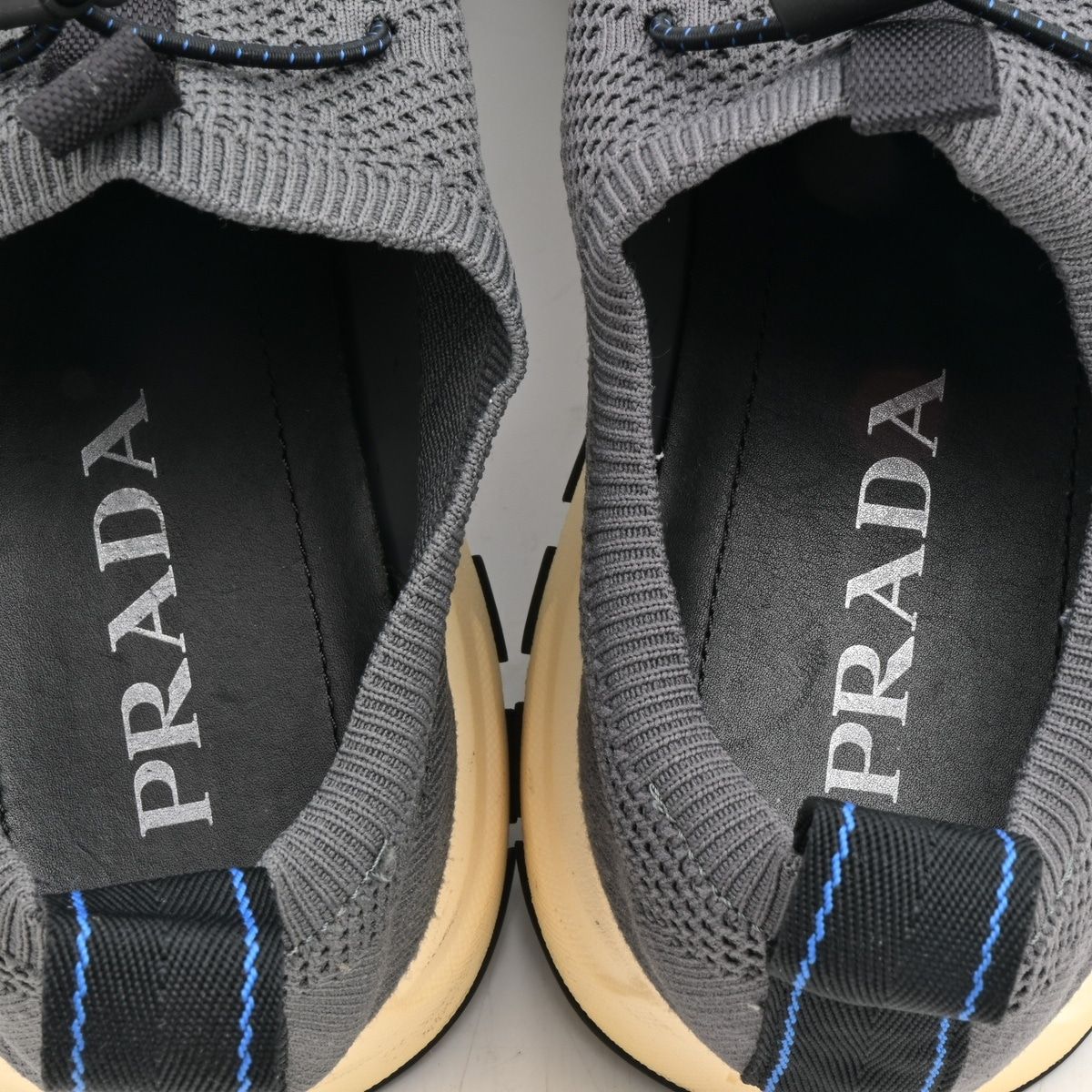 Prada Sneakers Dark Gray Black Lace-up Knit Fabric 7.5 — view 5