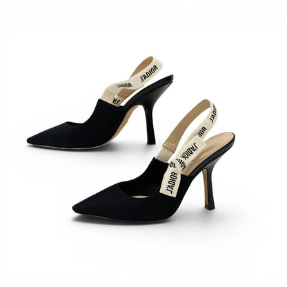 Dior J'adior Pumps Shoes Fabric Black White Slingback — view 3