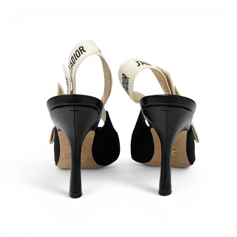 Dior J'adior Pumps Shoes Fabric Black White Slingback — view 5