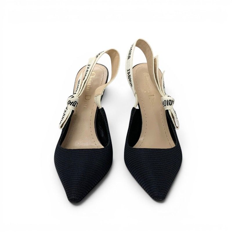 Dior J'adior Pumps Shoes Fabric Black White Slingback — view 2