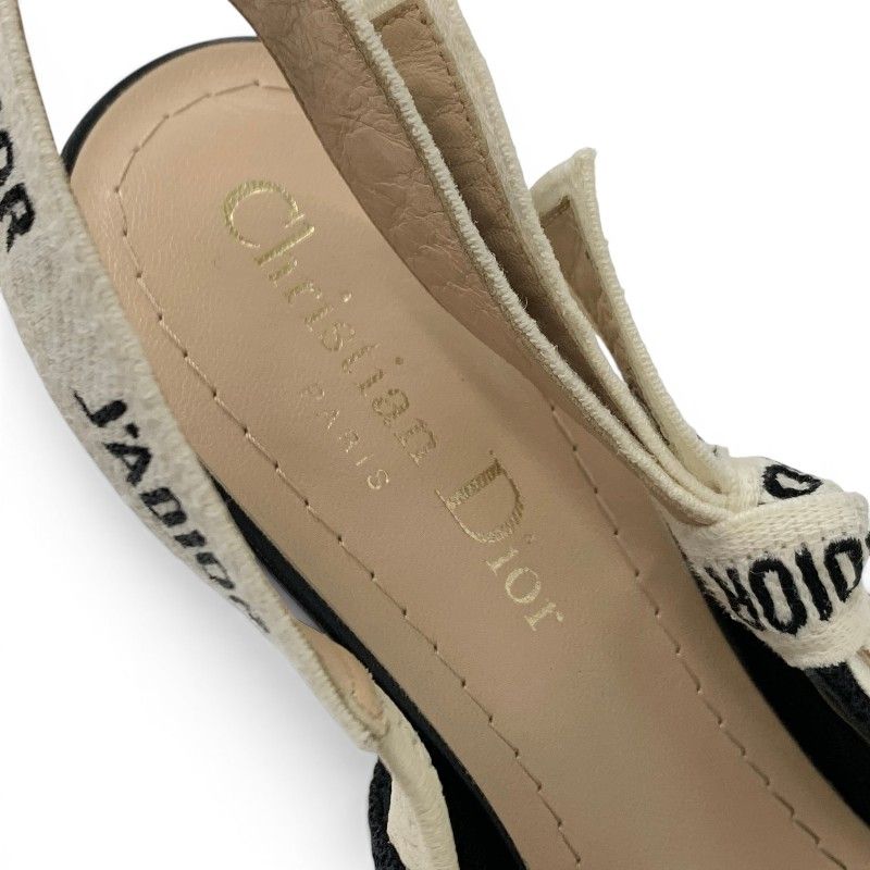 Dior J'adior Pumps Shoes Fabric Black White Slingback — view 7