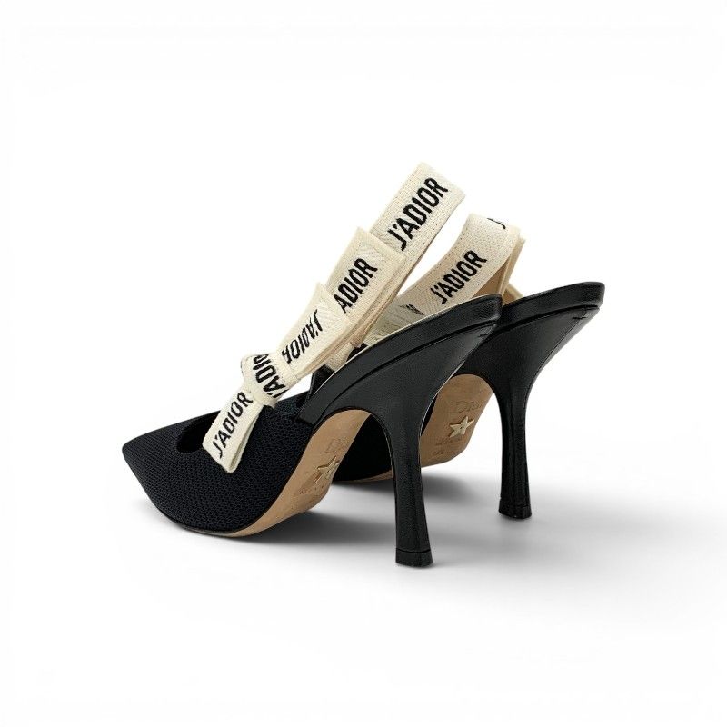 Dior J'adior Pumps Shoes Fabric Black White Slingback — view 4