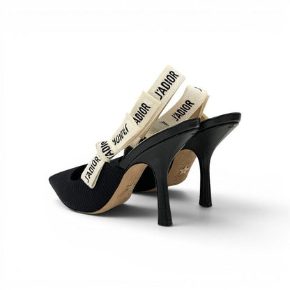 Dior J'adior Pumps Shoes Fabric Black White Slingback — view 4