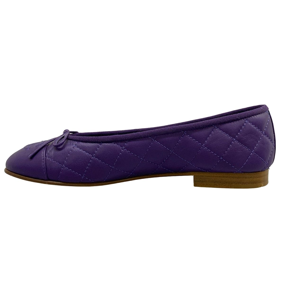 Chanel Flat Shoes Purple Quilted Ribbon Lambskin — view 3