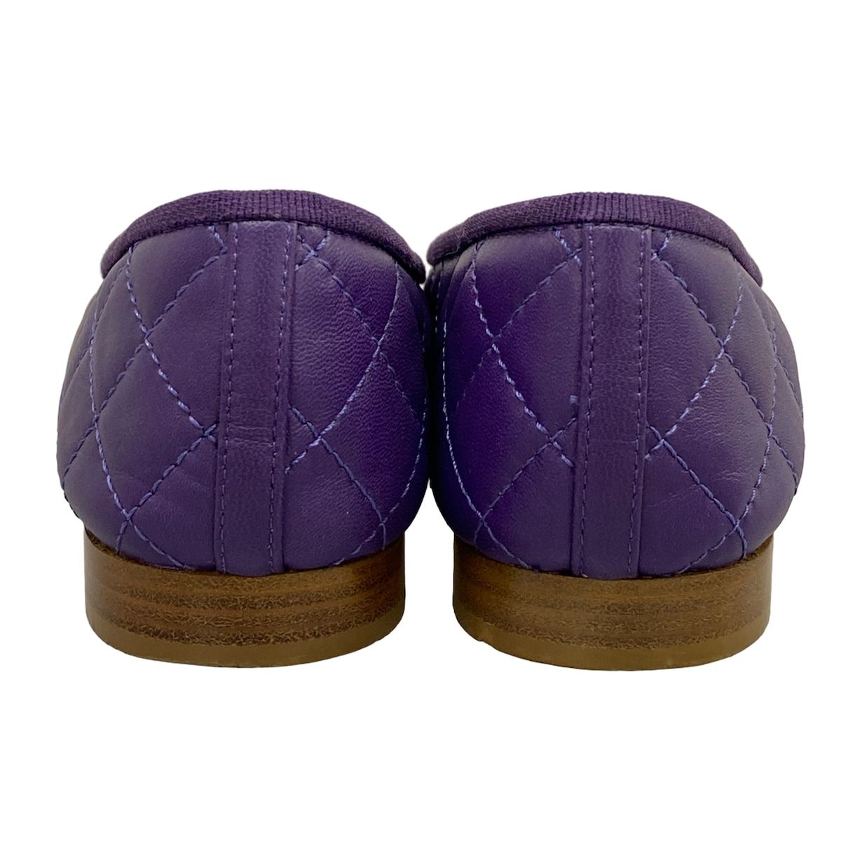 Chanel Flat Shoes Purple Quilted Ribbon Lambskin — view 6