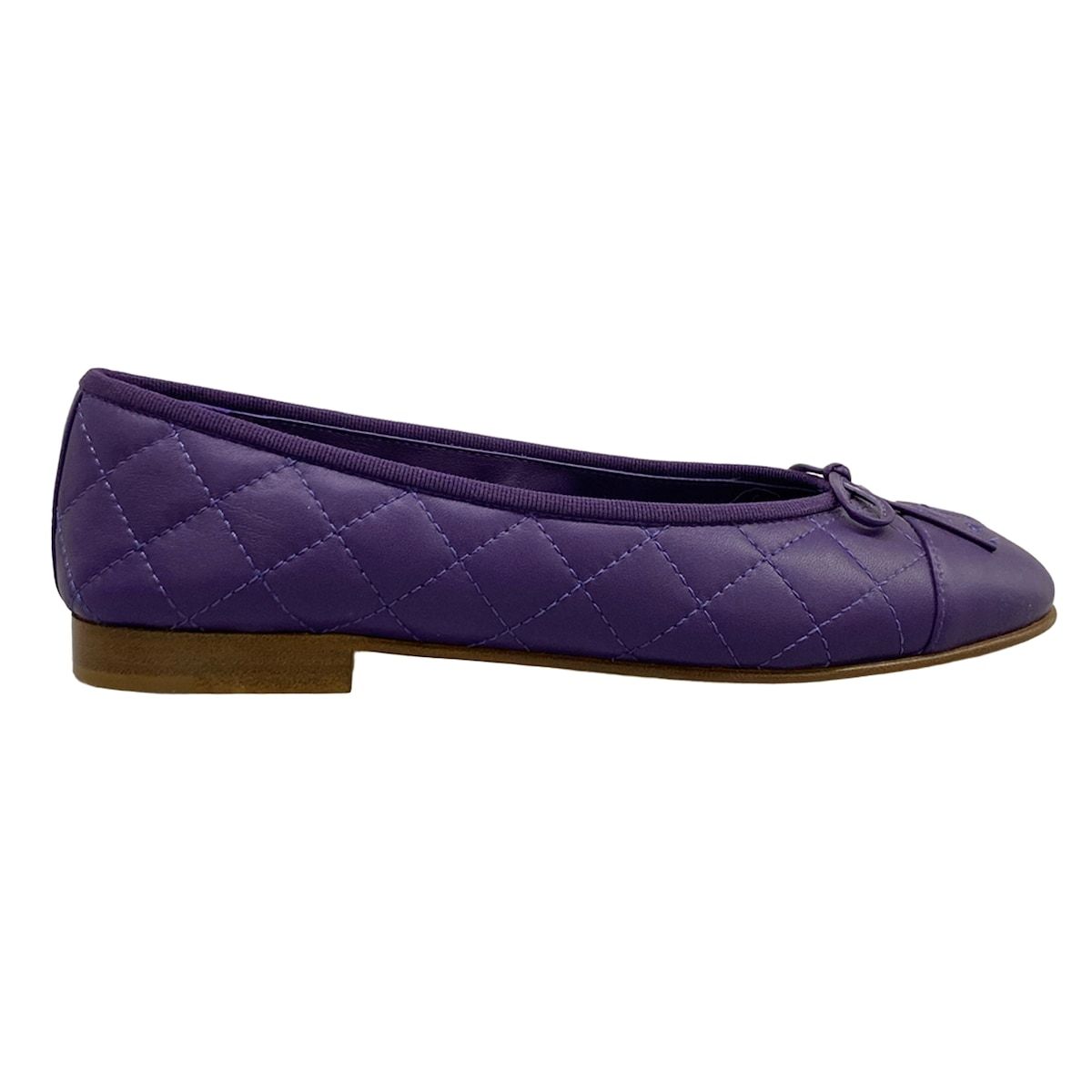 Chanel Flat Shoes Purple Quilted Ribbon Lambskin — view 4