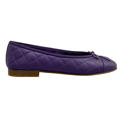 Chanel Flat Shoes Purple Quilted Ribbon Lambskin — view 4