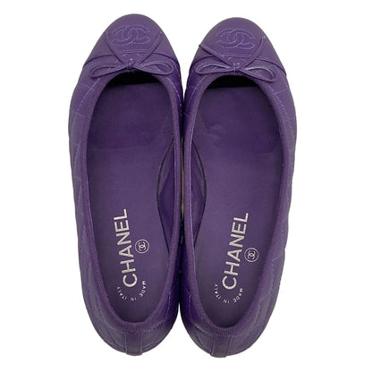 Chanel Flat Shoes Purple Quilted Ribbon Lambskin — view 7