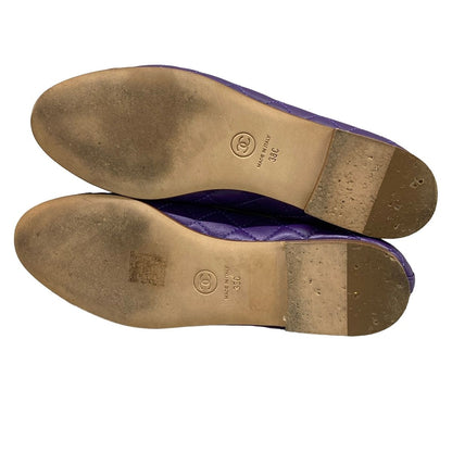 Chanel Flat Shoes Purple Quilted Ribbon Lambskin — view 8