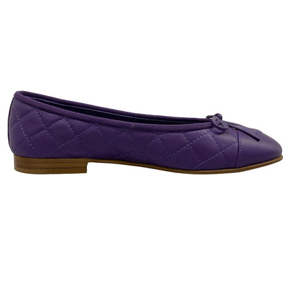 Chanel Flat Shoes Purple Quilted Ribbon Lambskin — view 2