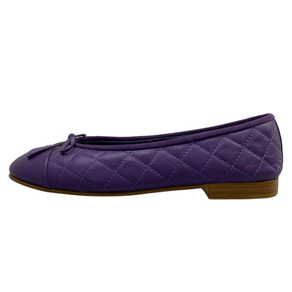 Chanel Flat Shoes Purple Quilted Ribbon Lambskin