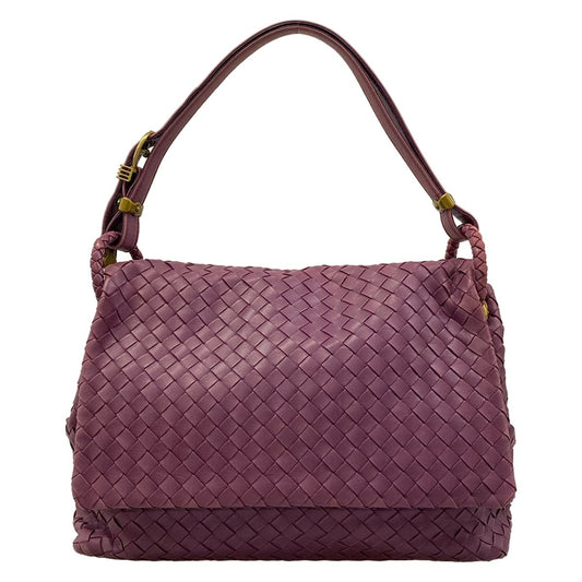 Bottega Veneta Shoulder Bag Intrecciato Purple Leather