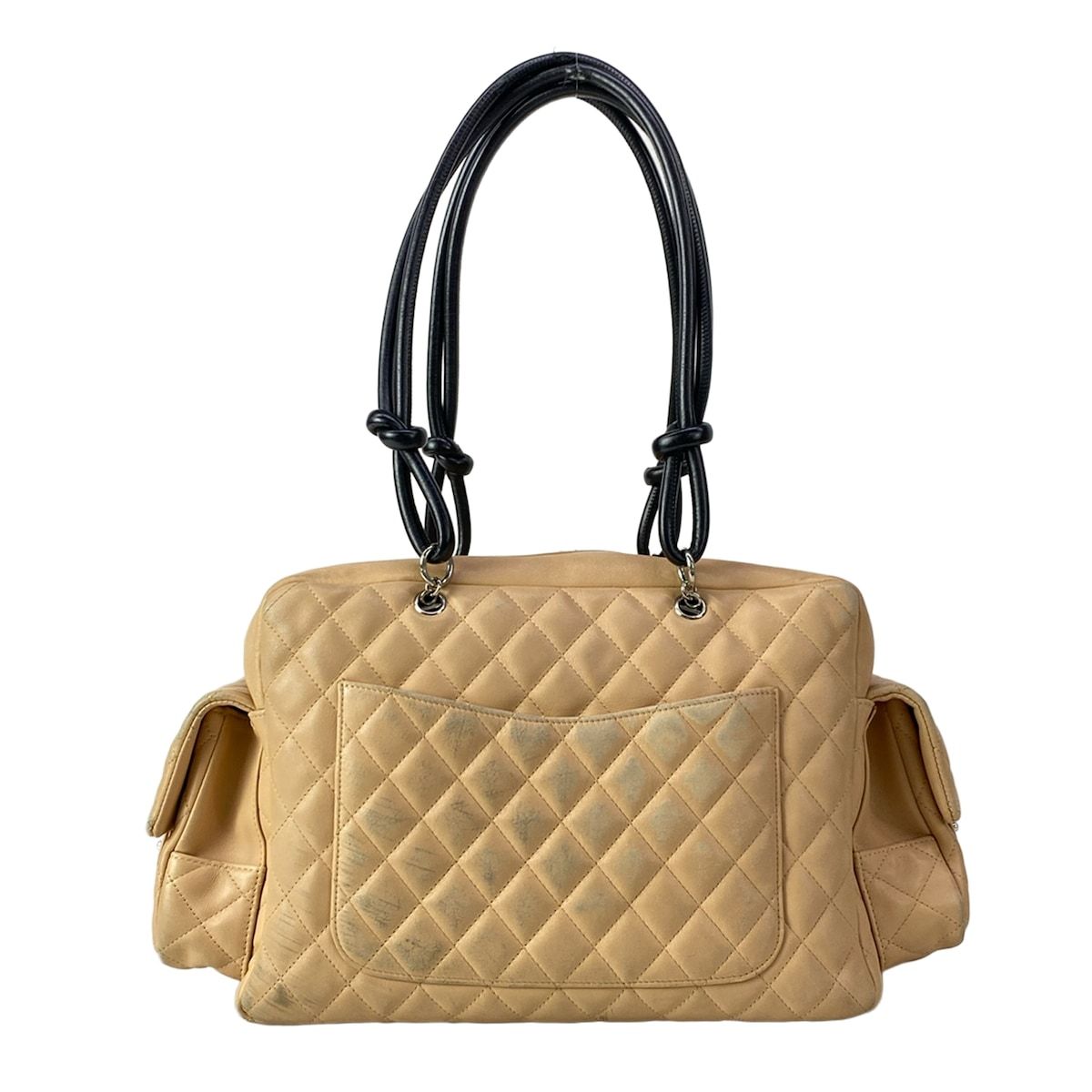 Chanel Shoulder Bag Cambon Line Multi Pocket Beige Black Silver — view 3