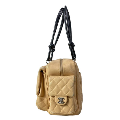Chanel Shoulder Bag Cambon Line Multi Pocket Beige Black Silver — view 4