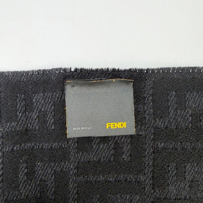 Fendi Zucca FF Border Scarf Wool 100% Gray Black Vintage — view 7
